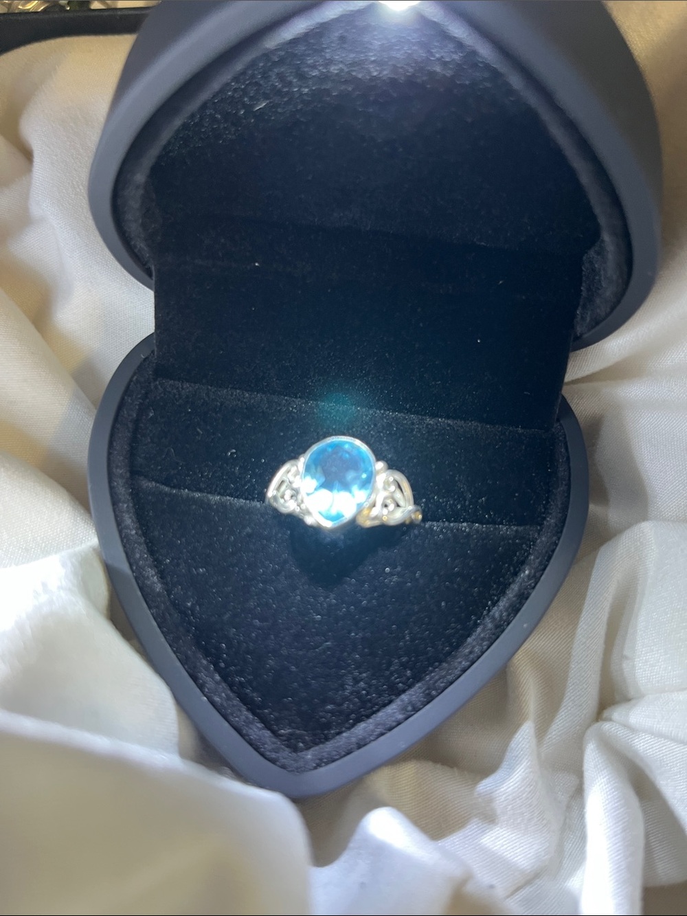 Sterling Silver Blue Gem Celtic Knot Ring